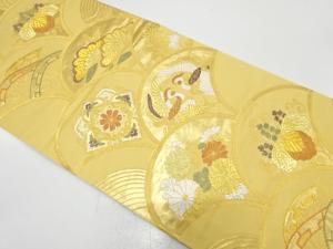 青海波に鳳凰・華紋・草花模様織り出し　袋帯